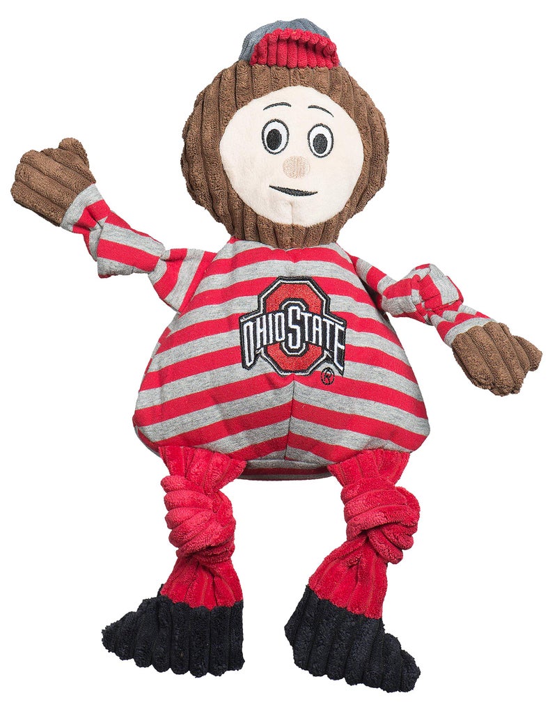 HuggleHounds Knottie Plush Dog Toy - Stuffed Animal Toy, Puppy Toys, Squeaky Dog Toy for Small, Medium & Large Dogs, Durable Plush to Keep Them Busy, Officially Licensed - Brutus Buckeye, Small - Image 1